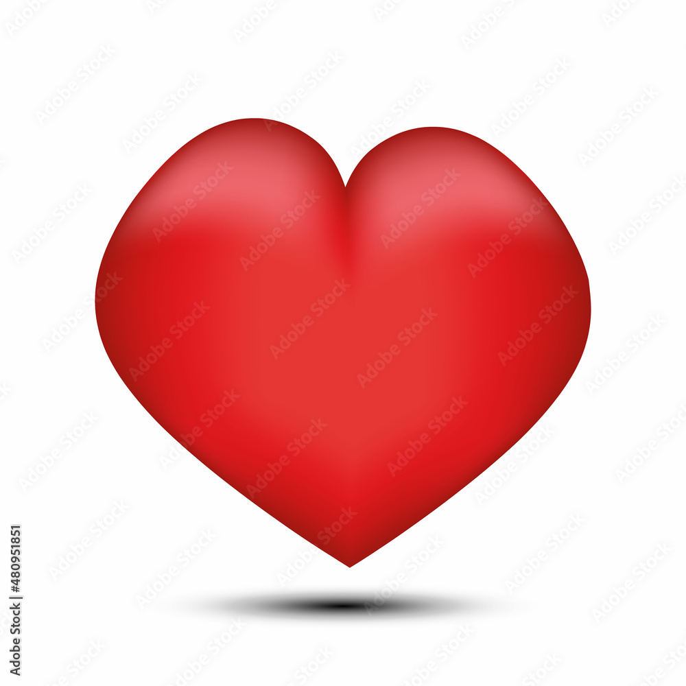 Red heart on white background. Vector
