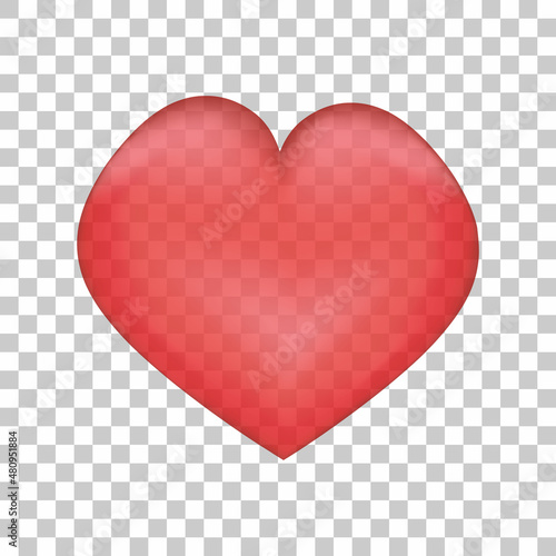 Red heart on transparent background. Easy replace backdrop. Vector illustration.