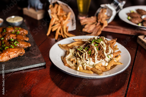 Photos Perfect Burger Fried Chicken French Fries Bacon Barbecue Sauce Onion Rings Fast