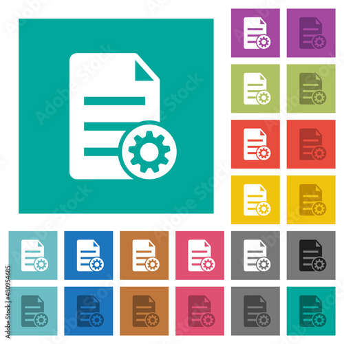 Document settings solid square flat multi colored icons