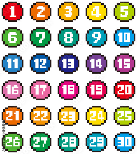 ドット　数字　カラフル