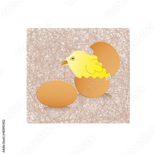 easter egg with chick, vector illustration 