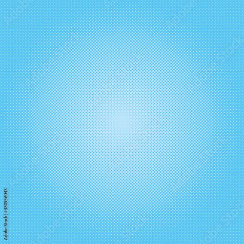 Light blue halftone dots background. Vector marketing backdrop.