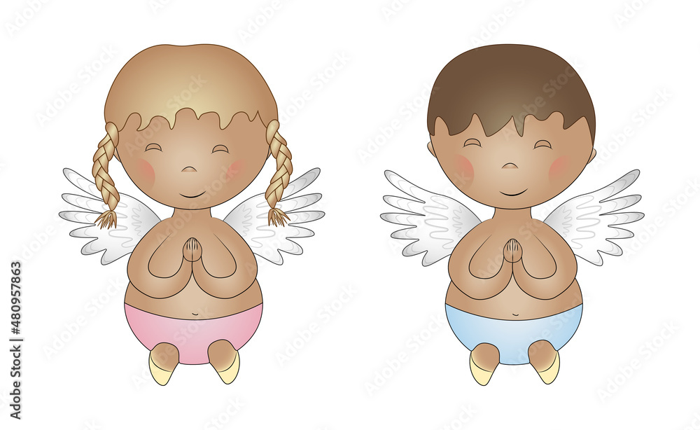 Little angels isolated on a white background. Vector Little angels isolated on a white background. Vector