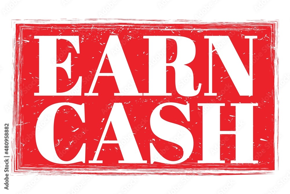 Fototapeta premium EARN CASH, words on red grungy stamp sign