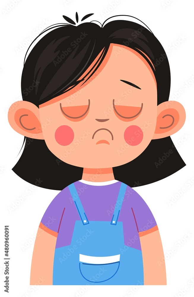 Upset or offended female character, little girl Upset or offended female character, little girl
