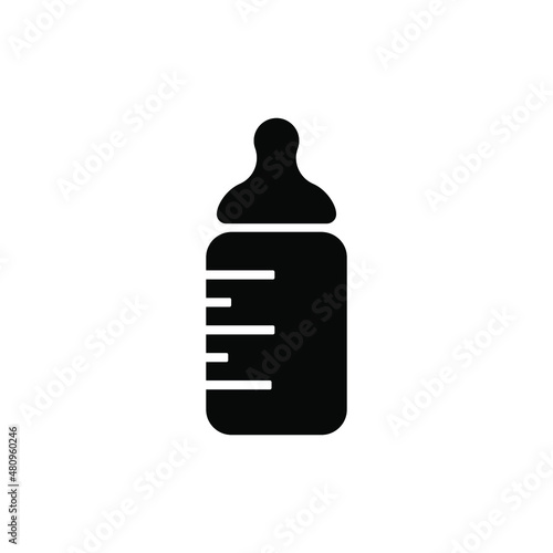 Baby milk bottle silhouette black color flat design vector