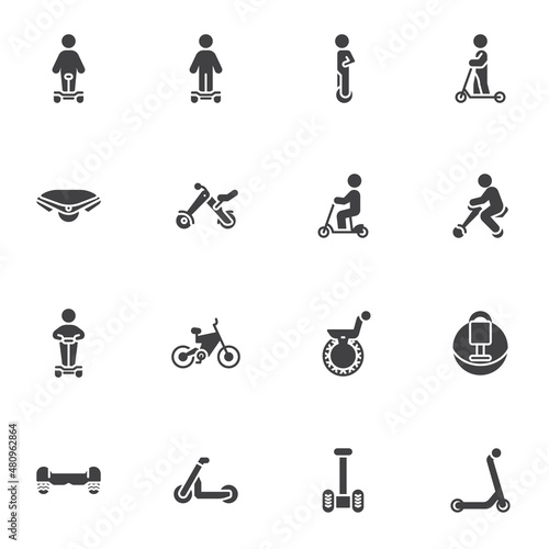 Alternative city transport vector icons set