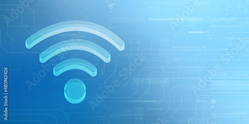 Tableau sur toile 3d illustration WiFi symbol sign