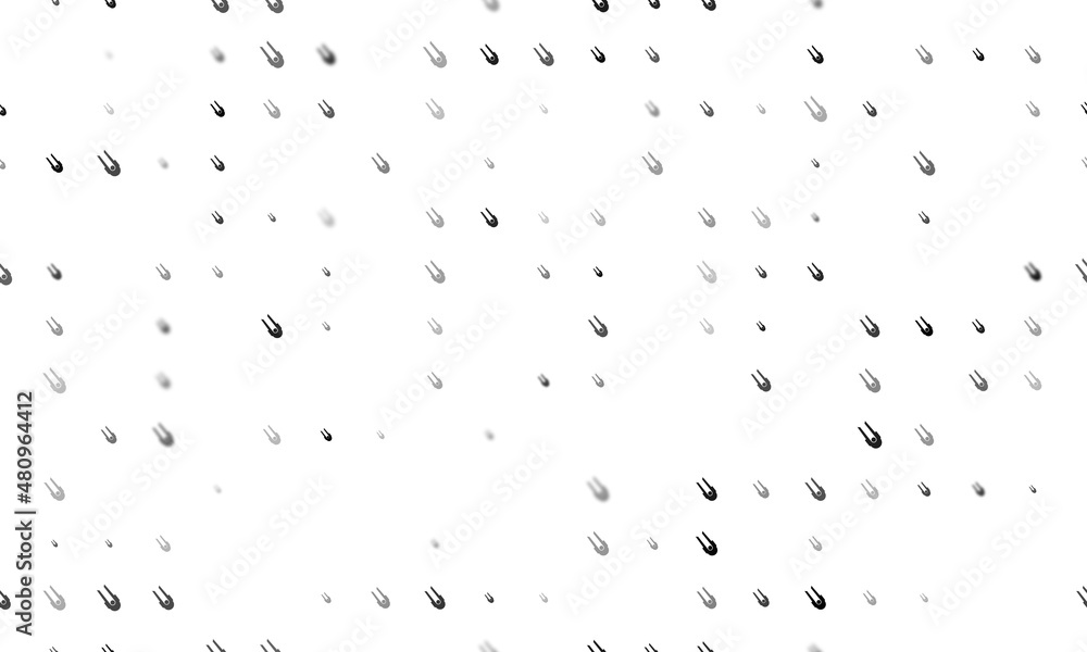 Seamless background pattern of evenly spaced black solo bobsleigh symbols of different sizes and opacity. Vector illustration on white background