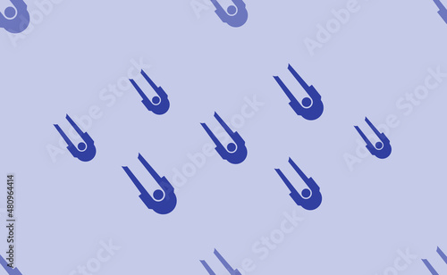 Seamless pattern of large isolated blue solo bobsleigh symbols. The pattern is divided by a line of elements of lighter tones. Vector illustration on light blue background