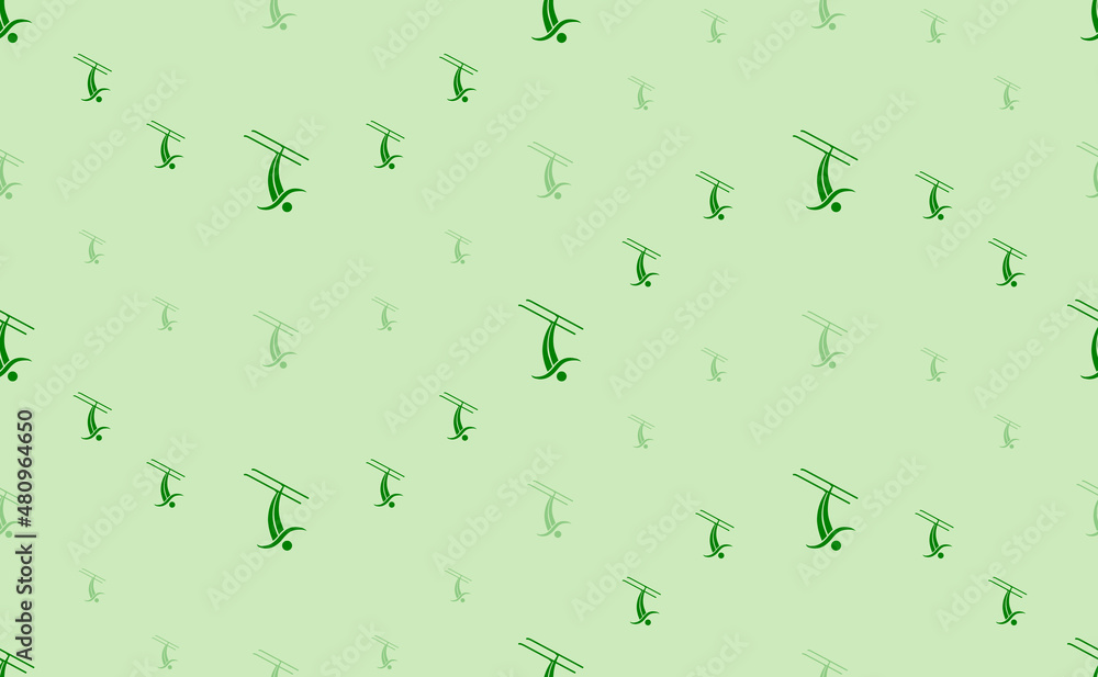Seamless pattern of large and small green freestyle skiing symbols. The elements are arranged in a wavy. Vector illustration on light green background Seamless pattern of large and small green freestyle skiing symbols. The elements are arranged in a wavy. Vector illustration on light green background