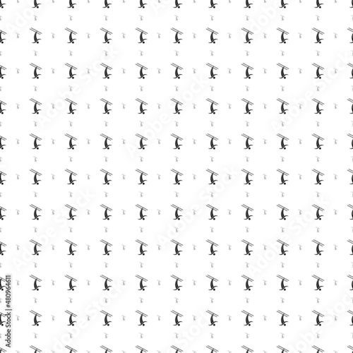 Square seamless background pattern from black freestyle skiing symbols are different sizes and opacity. The pattern is evenly filled. Vector illustration on white background