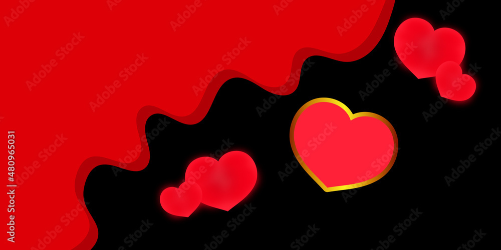 Happy Valentine's day background with heart and present composition for a trendy banner, poster or greeting card. love romance for valentine's day with red hearth shape and red background Happy Valentine's day background with heart and present composition for a trendy banner, poster or greeting card. love romance for valentine's day with red hearth shape and red background