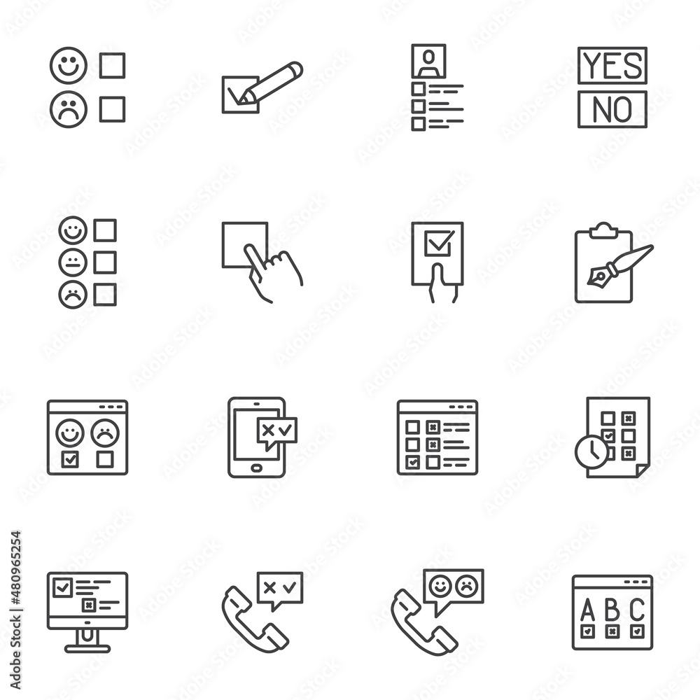Questionnaire and Survey line icons set Questionnaire and Survey line icons set