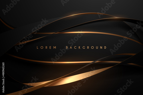 Black and gold luxury ribbons background