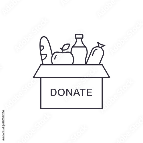 charity donation box with food, humanitarian support vector illustration design