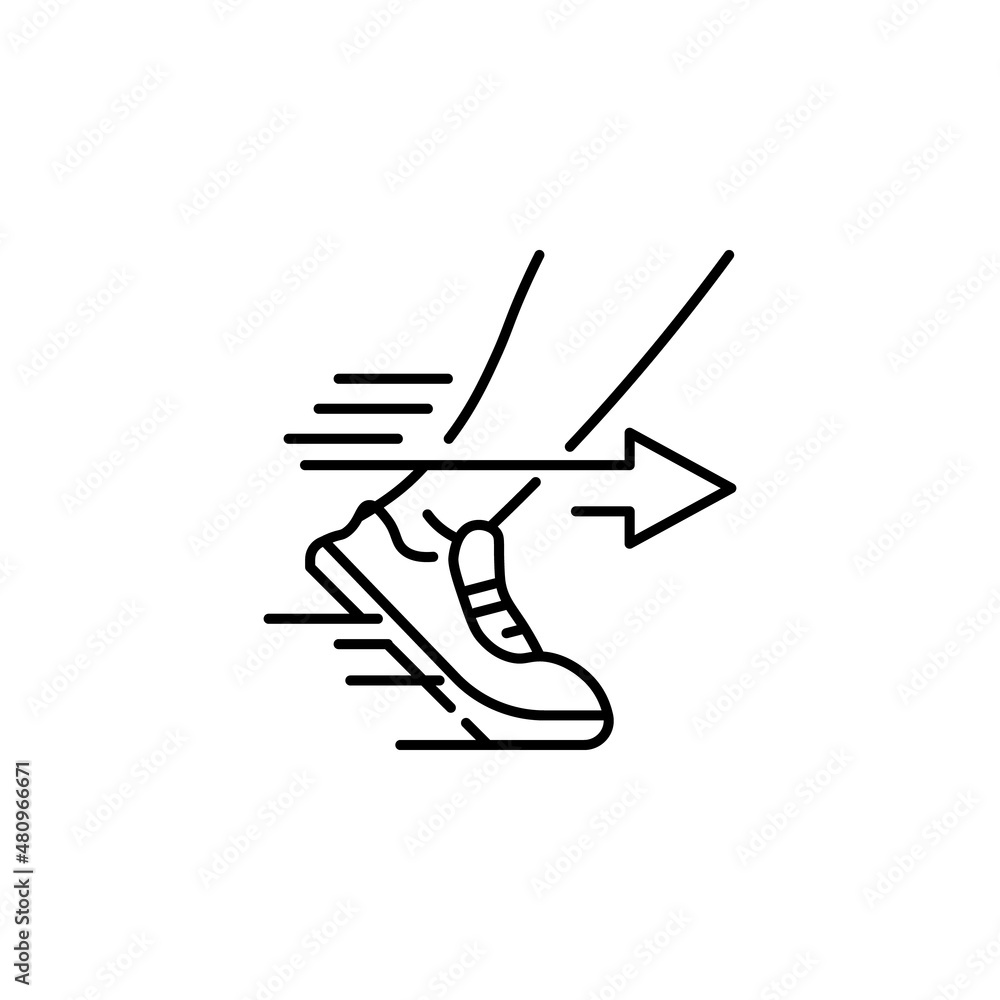 Running shoes icon in line style. For your design, logo. Vector illustration. Editable Stroke. Simple element time and timer speed vector icon