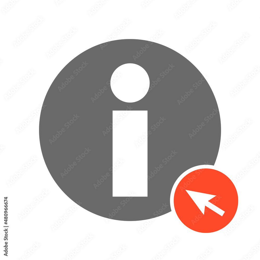 Infos online - Info Icon und Mauspfeil grau rot Infos online - Info Icon und Mauspfeil grau rot