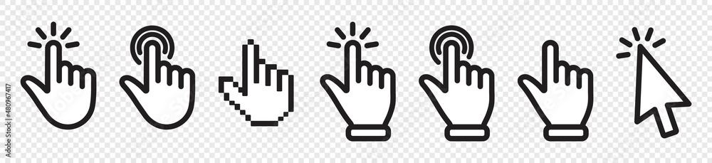 hand cursor icons click set. Computer mouse. vector illustration