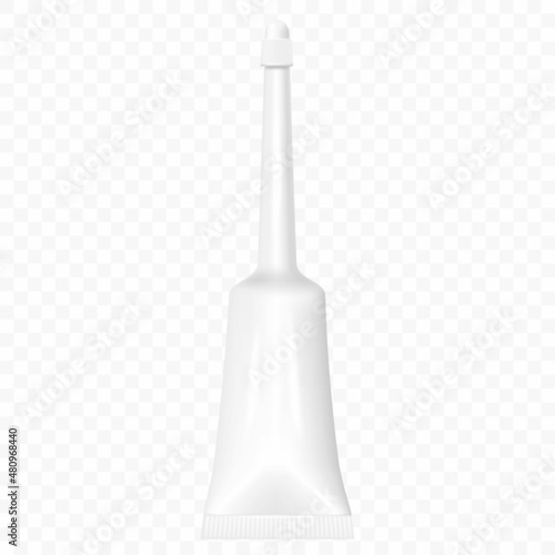 Plastic enema. Packaging for cosmetics, toothpaste and medicine. Plastic white tube. Realistic 3d vector isolated illustration on transparent background