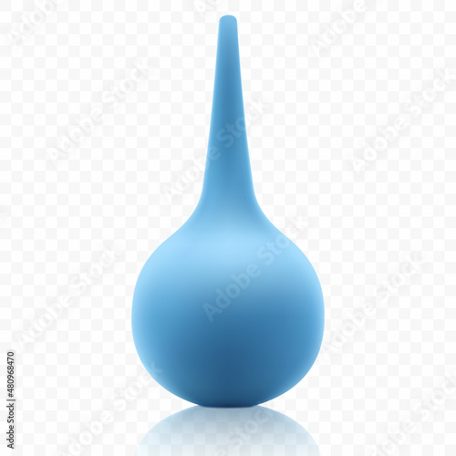 Medical rubber enema , isolated on transparent background. Realistic 3d vector. Pear realistic enema vector illustration.