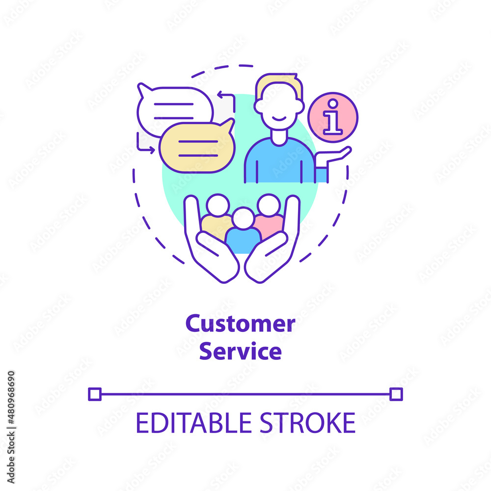 Customer service concept icon. Skills for human resources abstract idea thin line illustration. Isolated outline drawing. Editable stroke. Roboto-Medium, Myriad Pro-Bold fonts used Customer service concept icon. Skills for human resources abstract idea thin line illustration. Isolated outline drawing. Editable stroke. Roboto-Medium, Myriad Pro-Bold fonts used