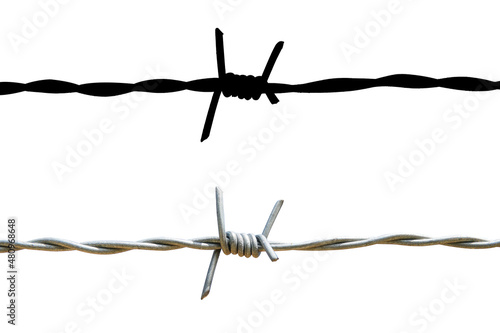 barbed wire isolated on white with clipping path