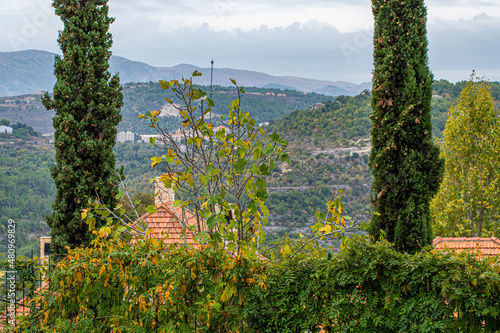 Deir El Qamar village beautiful green landscape and old architecture in mount Lebanon Middle east photo