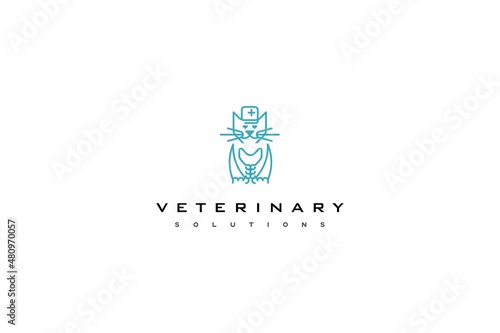 Cat-doctor. Template veterinary logo solution.