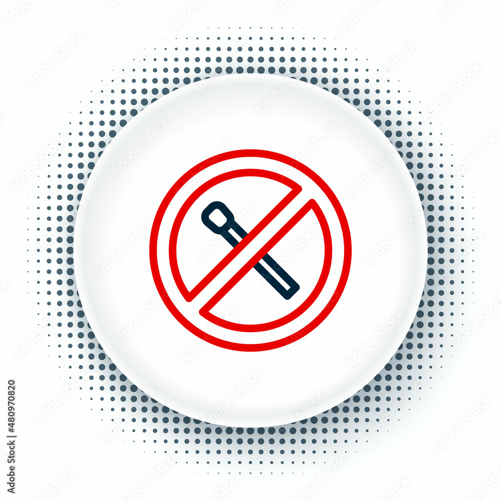 Line No fire match icon isolated on white background. No open flame. Burning match crossed in circle. Colorful outline concept. Vector Line No fire match icon isolated on white background. No open flame. Burning match crossed in circle. Colorful outline concept. Vector