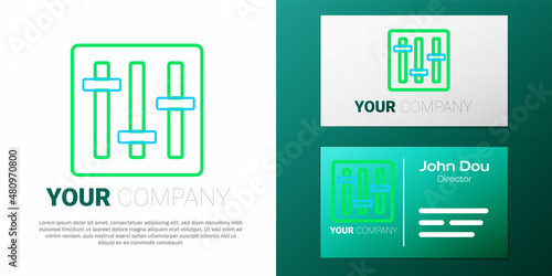 Line Sound mixer controller icon isolated on white background. Dj equipment slider buttons. Mixing console. Colorful outline concept. Vector