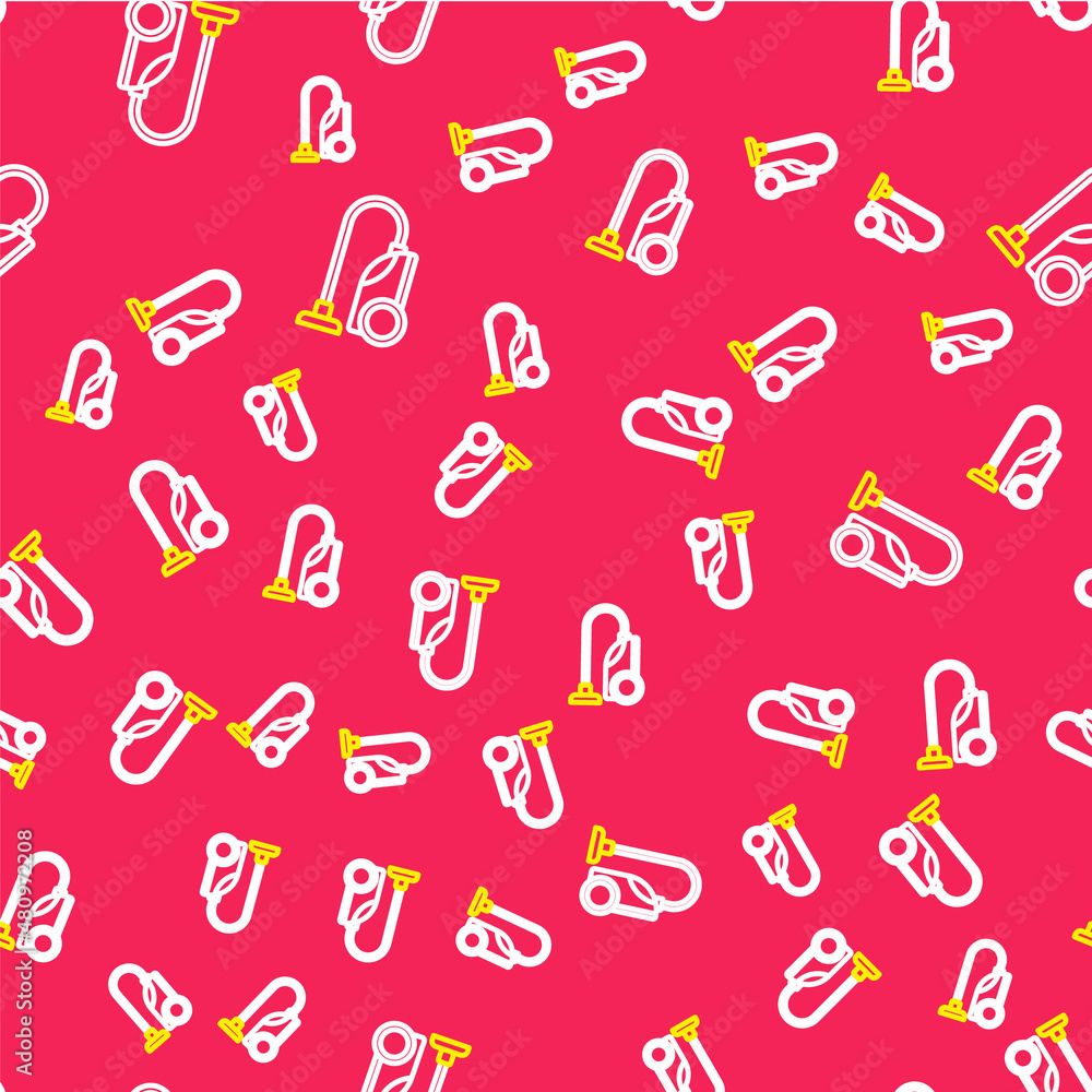 Line Vacuum cleaner icon isolated seamless pattern on red background. Vector Line Vacuum cleaner icon isolated seamless pattern on red background. Vector