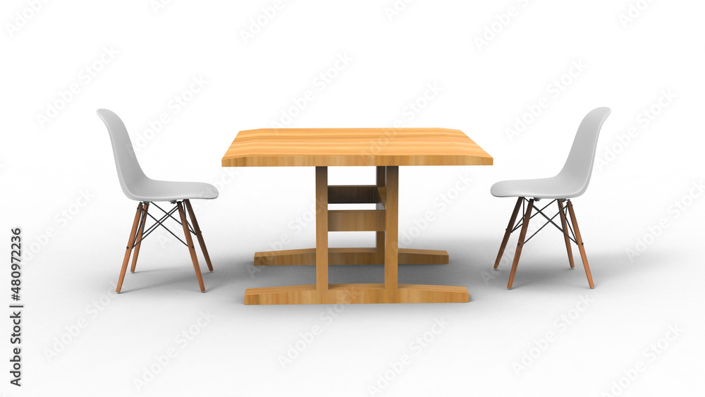 Fototapeta premium two gray nordic chair with shadow 3d render