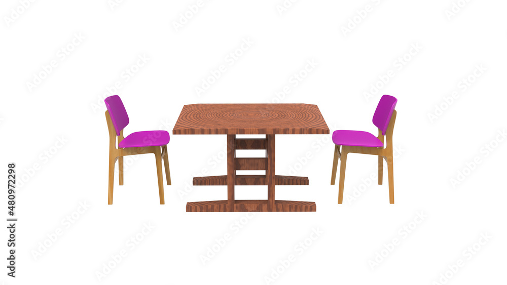 Fototapeta premium two pink cafe chair without shadow 3d render
