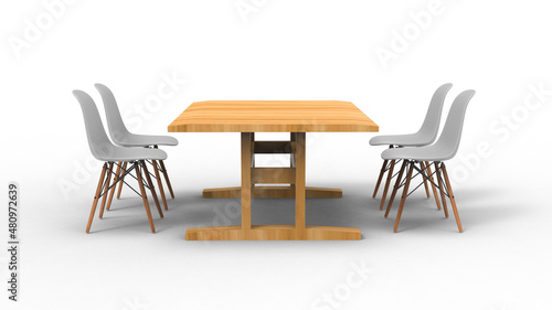 four gray nordic chair with shadow 3d render