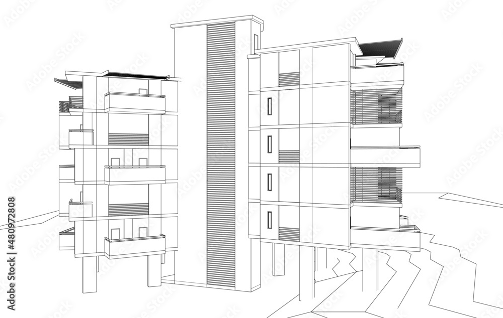 black and white architecture building vector drawing black and white architecture building vector drawing