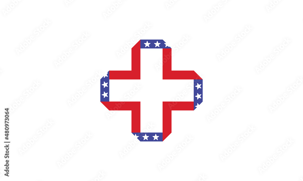 American Flag plus icon symbol design vector illustration template American Flag plus icon symbol design vector illustration template