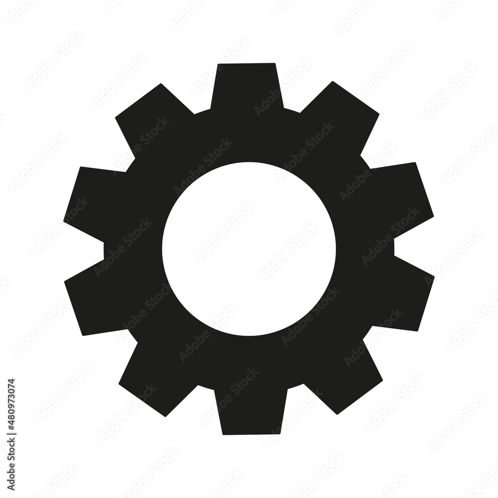 Gears icon. Cogwheel black symbol. Vector isolated on white background