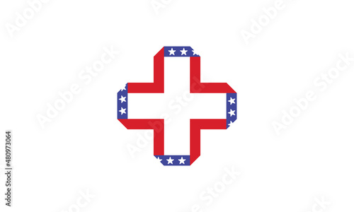 American Flag plus icon symbol design vector illustration template