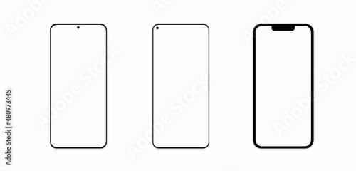 Set of phone icons of various styles on a transparent background. Vector illustration.