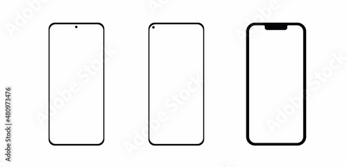 Set of phone icons of various styles on a transparent background. Vector illustration.