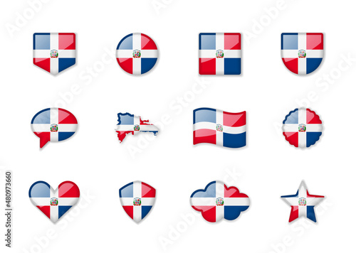 Free Download Dominican Republic - set of shiny flags of different shapes. - GFXLoad