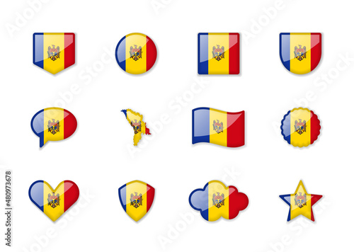 Free Download Moldova - set of shiny flags of different shapes. - GFXLoad