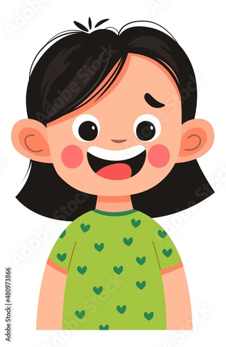 Amuzed or impressed kid with cheerful expression