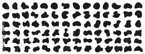 Organic blobs set icon. Random shapes cube drop photo