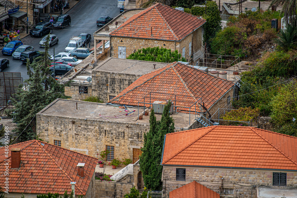 Deir El Qamar village beautiful green landscape and old architecture in mount Lebanon Middle east