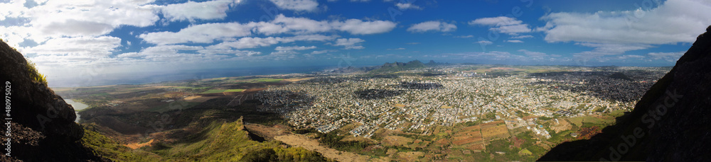 Panoramic view from top of 'Corps de Garde; mountain located in Mauritius