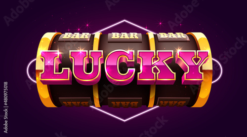 Golden slot machine wins the jackpot. 777 Big win concept. Casino jackpot.
