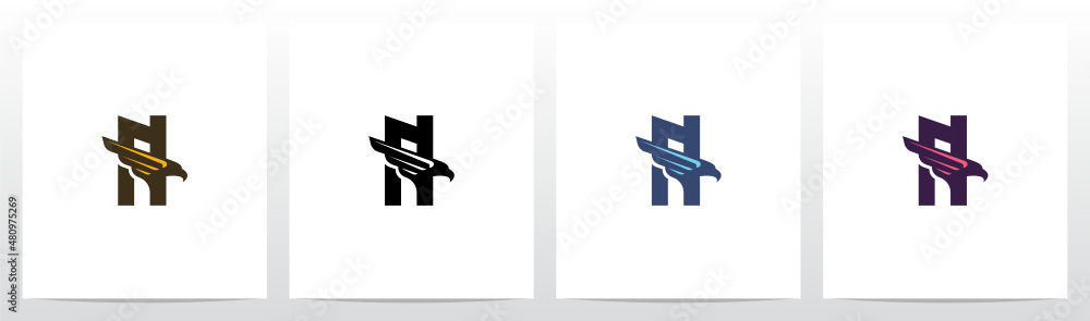 Obraz premium Eagle Head And Wing On Letter Logo Design N